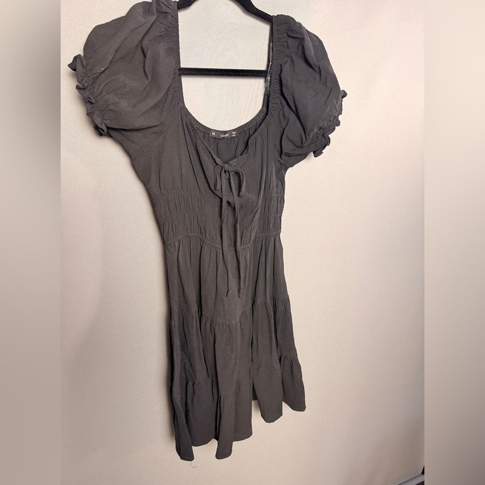 Women’s Puff Sleeve Midi Dress - Black